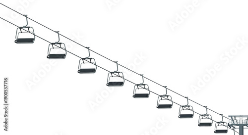 Ski lift chairs suspended on cables against clear sky