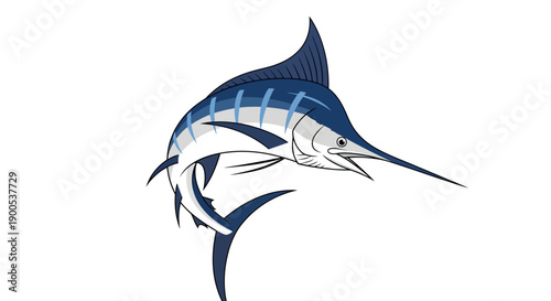 Stylized blue marlin fish logo on white background