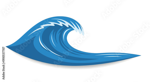 Blue ocean wave illustration with dynamic curves on white background