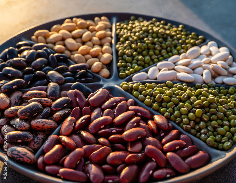Obraz premium A vibrant collection of beans differing in form and dimension.