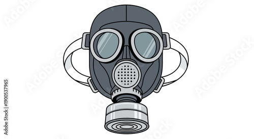 Vector illustration of a vintage gas mask with detailed design