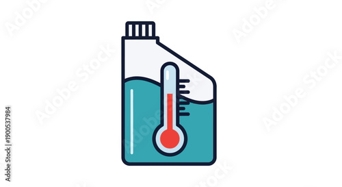 Flat design oil canister with thermometer icon on white background