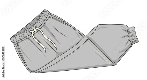 Illustration of comfortable gray sweatpants with drawstring