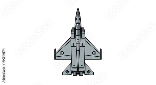 Top view of military fighter jet in vector illustration