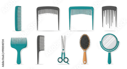 Collection of Various Hair Styling Tools on White Background