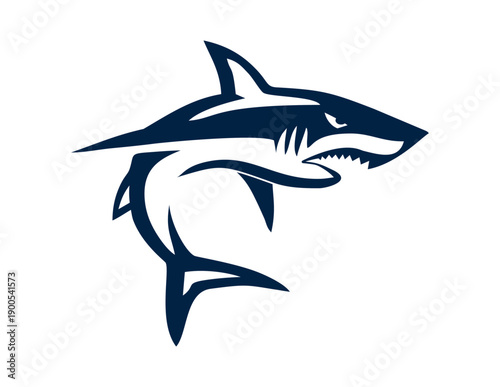 A blue shark illustration against the United Kingdom Flag – Union Jack Background