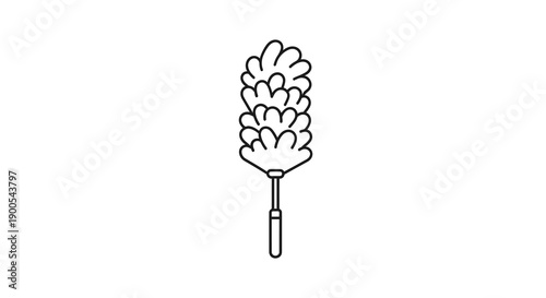 Simple line art of a feather duster on white background