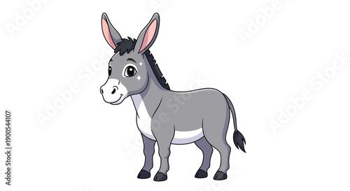 Cute cartoon donkey illustration with a cheerful expression