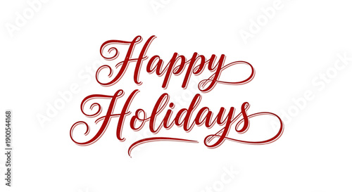 Elegant Red Happy Holidays Text on White Background