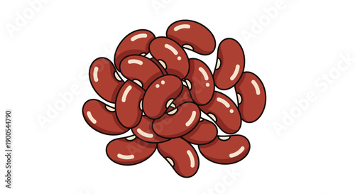 Pile of cartoon red kidney beans on white background