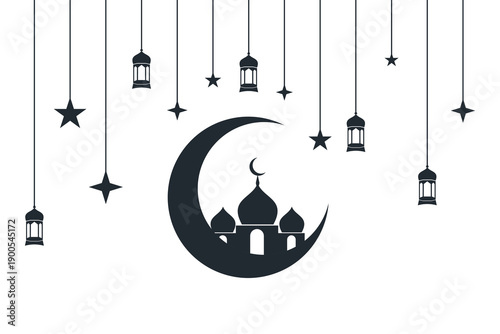 Eid adha and fitr arabic logo, collection set package design eid al fit, eid mubarak