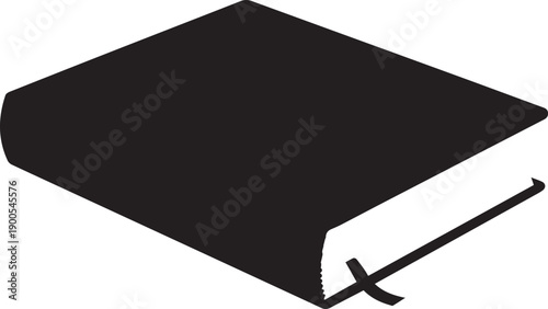 Closed book vector illustration with bookmark showing thick cover and pages in perspective view art