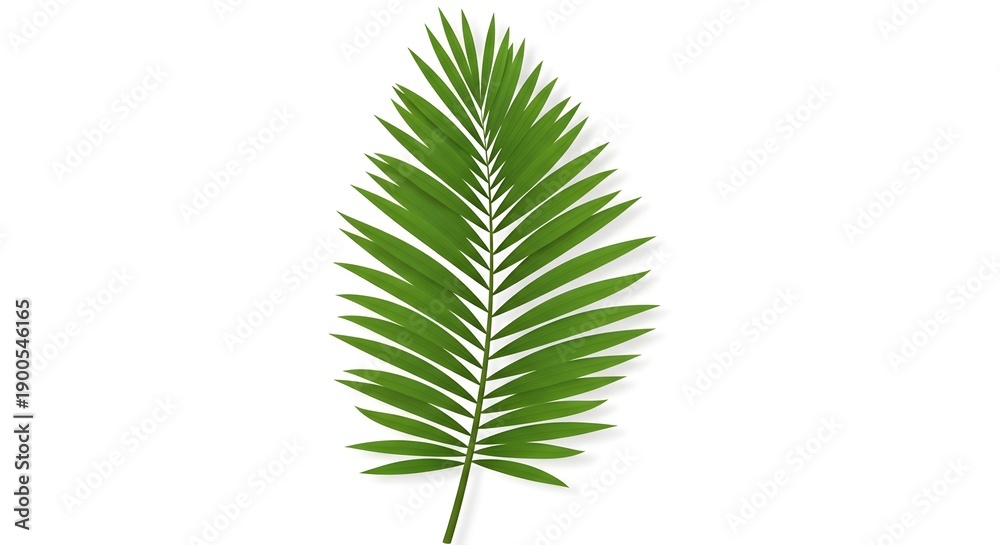 Fototapeta premium A tropical green coconut palm tree with a natural leaf frond and summer foliage isolated on a white background