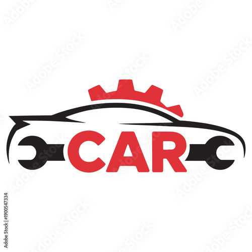 Vintage-inspired car repair and auto mechanics vector logo with wrench symbols