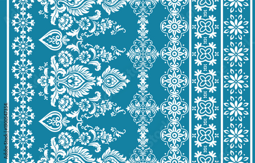 Ethnic Motifs Ikat floral paisley embroidery floral. ikat Saree Sarong oriental pattern traditional.Ikat embroidery style abstract embroidery design for texture,fabric,clothing,wrapping,decoration