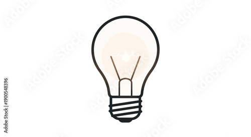 Minimalist light bulb icon on white background for creative concepts