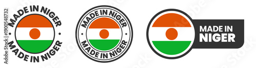 Foto Made in niger labels, stamps, badges with niger flag template icon set
