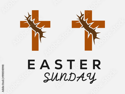  Flat christian cross icons.Palm Sunday, Holy Friday and Holy Saturday template with religious symbols.