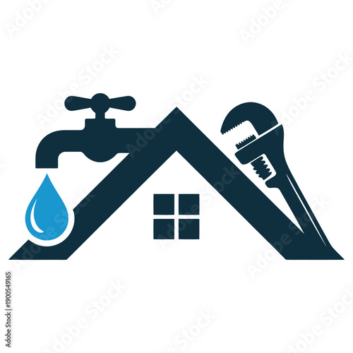 Professional plumbing and home repair vector icon set