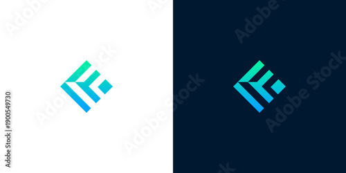 Geometric digital logo design with an abstract representation of growth and innovation on a white and dark background, symbolizing connection and progress
