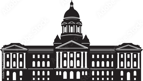 State capitol building, government or legal institution vector silhouette illustration