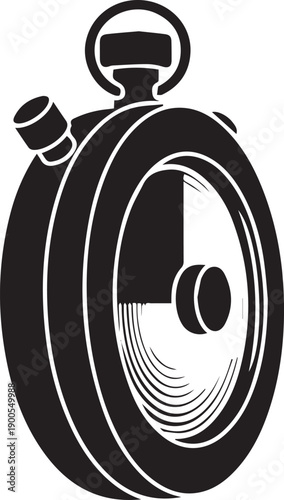 Stopwatch illustration with fast moving hand showing speed time measurement or competition