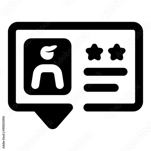 A solid style icon showing client testimonial