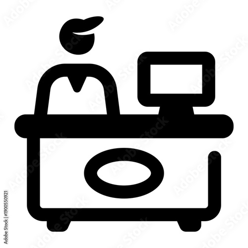 A glyph style icon representing help desk