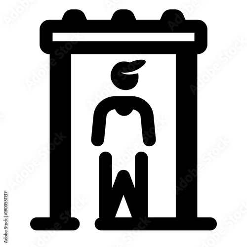A solid style icon showing security screening