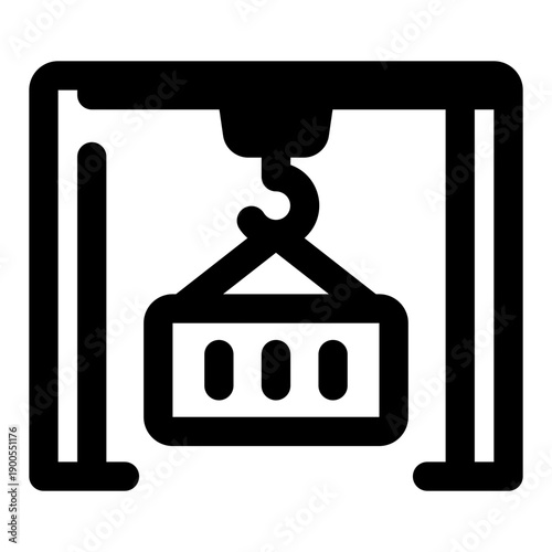 A filled style icon depicting gantry crane