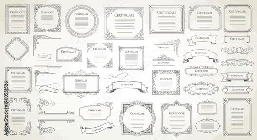 Collection of Elegant Vintage Certificate Borders and Frames for Awards and Recognition