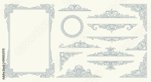 Elegant Decorative Ornament Borders and Frames Vector Set for Design Projects