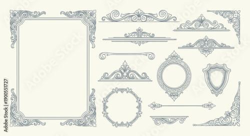 Elegant Decorative Ornate Frames and Borders Collection Vector Illustration