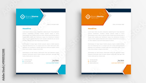 set of two professional letterhead layout for corporate identity