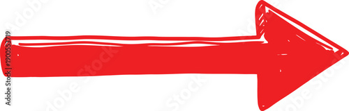 Vibrant red arrow pointing right, sketched with a playful, energetic style on a clean white background, indicating forward movement or choice.