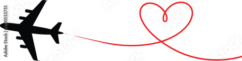 Love and wanderlust airplane heart contrail illustration