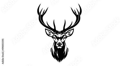 Majestic Stag Head with Antlers, Powerful Wildlife Portrait, Strong Animal Symbol