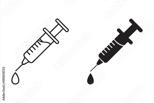 Medical Needle and Syringe Icons for Health and Safety Graphics