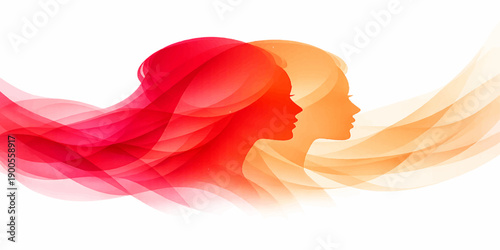 Abstract vector illustration of a colorful wave pattern with red hair curves and pink smoke swirls on a smooth motion flow backdrop for a creative light effect background design