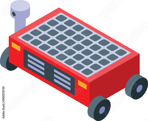 Mars rover exploring the red planet surface gathering data with solar panels