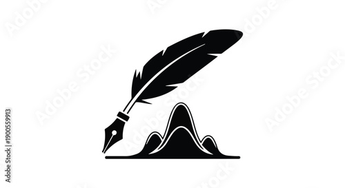 Elegant quill pen poised above a flowing data graph, symbolizing creative analysis and insightful storytelling.