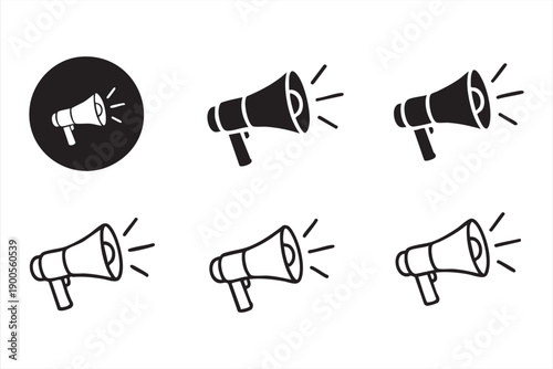 Megaphone and Announcement Icons for Marketing and Advertising Design