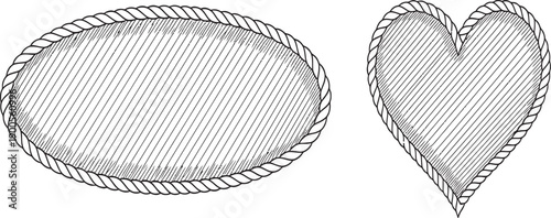 Embroidered Oval and Heart Shapes for Decorative and Craft Projects