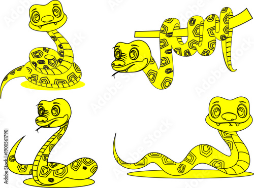  cute snakes design elements cute handdrawn outline.eps