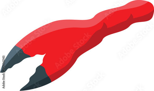 Simple vector graphic of a red crab claw, isolated on white background