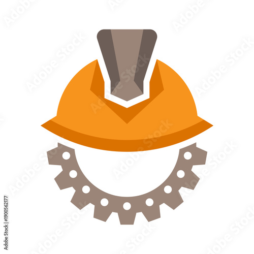 Worker protection concept construction helmet tool continuous line art vector illustration