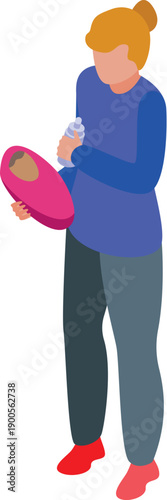 Babysitter preparing bottle feeding for a newborn baby