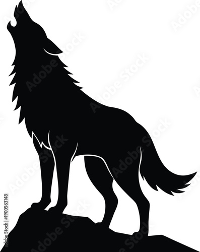 Howling Wolf Silhouette on Rock