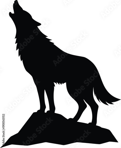 Howling Wolf Silhouette on Rock