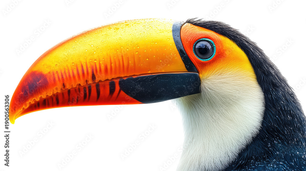 Fototapeta premium Colorful toucan bird close-up portrait on transparent background